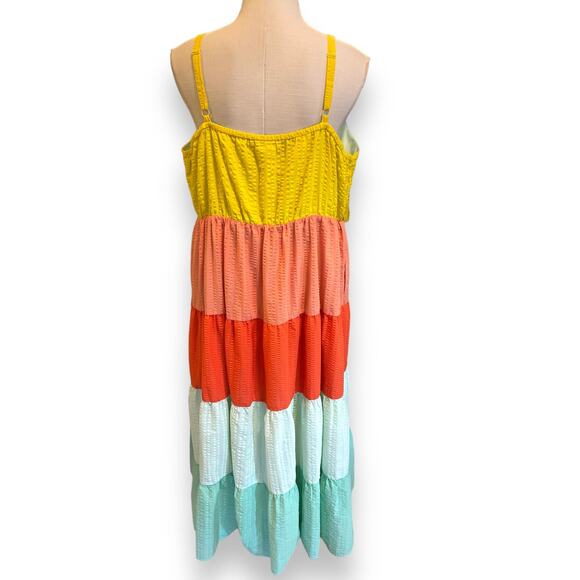 New Torrid 3 (3x 22/24) Colorful Tiered Maxi Tiered Sun Cruise Beach Tank Dress - Picture 2 of 3